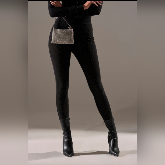 AKIRA TWINKLING LIGHTS RHINESTONE MESH LEGGINGS IN BLACK Size 1X - Picture 2 of 6